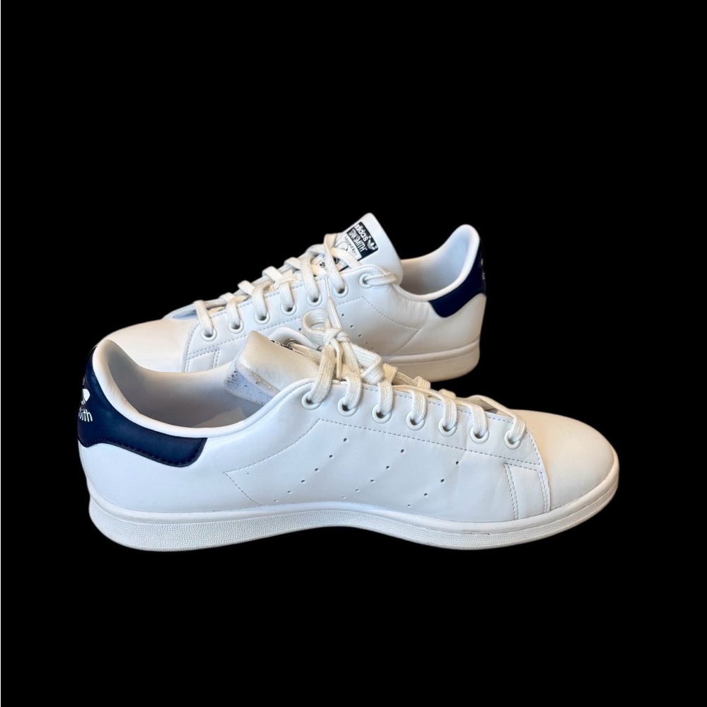 Adidas Stan Smith White/Navy Sneakers, Size 10.5 US Men's Great Condition In Box - Picture 5 of 9